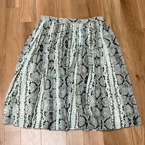 J. Crew Animal Print Midi Skirt - greens and Cream 10P